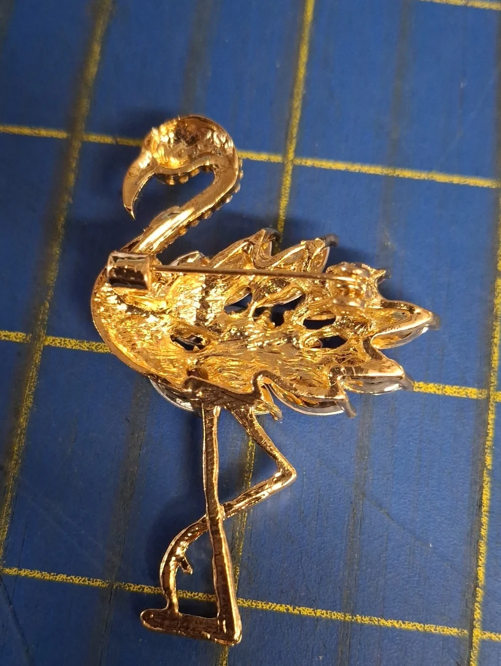 Flamingo Rhinestone Gold Tone 2.25